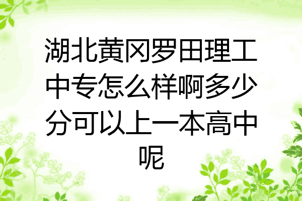 湖北黄冈罗田理工中专怎么样啊多少分可以上一本高中呢