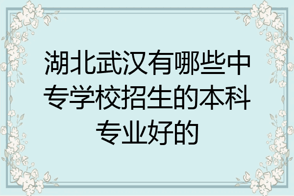 湖北武汉有哪些中专学校招生的本科专业好的