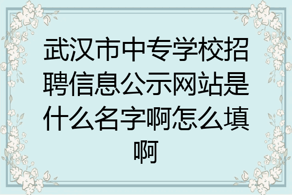 武汉市中专学校招聘信息公示网站是什么名字啊怎么填啊