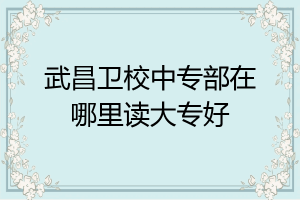 武昌卫校中专部在哪里读大专好