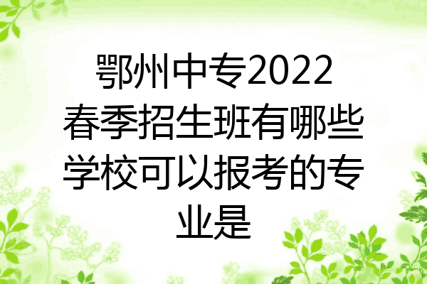 鄂州中专2022春季招生班有哪些学校可以报考的专业是