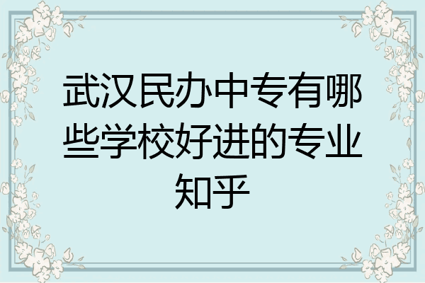 武汉民办中专有哪些学校好进的专业知乎