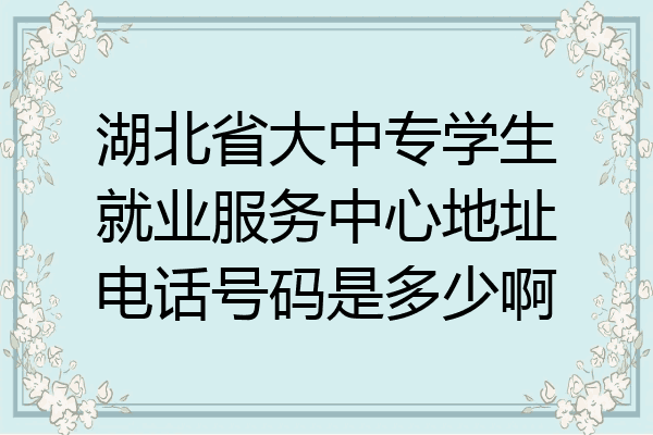 湖北省大中专学生就业服务中心地址电话号码是多少啊