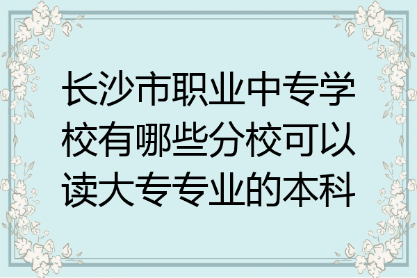 长沙市职业中专学校有哪些分校可以读大专专业的本科