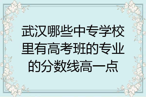 武汉哪些中专学校里有高考班的专业的分数线高一点