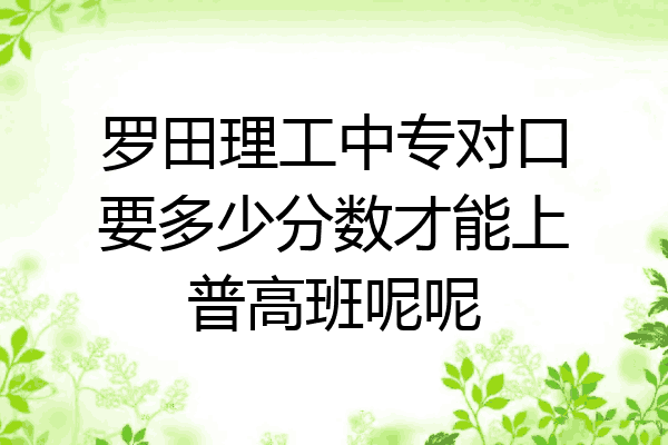 罗田理工中专对口要多少分数才能上普高班呢呢