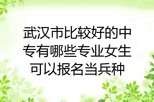 武汉市比较好的中专有哪些专业女生可以报名当兵种