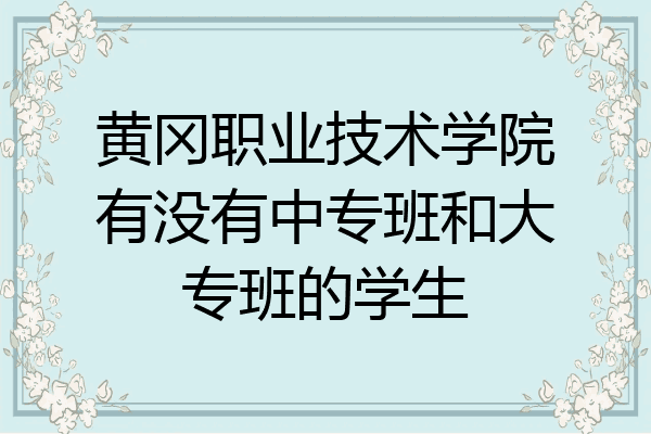 黄冈职业技术学院有没有中专班和大专班的学生