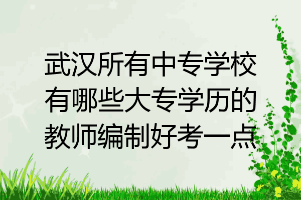 武汉所有中专学校有哪些大专学历的教师编制好考一点