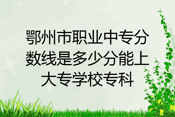 鄂州市职业中专分数线是多少分能上大专学校专科