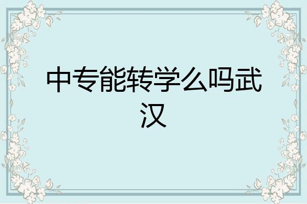 中专能转学么吗武汉