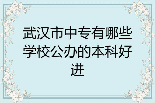 武汉市中专有哪些学校公办的本科好进