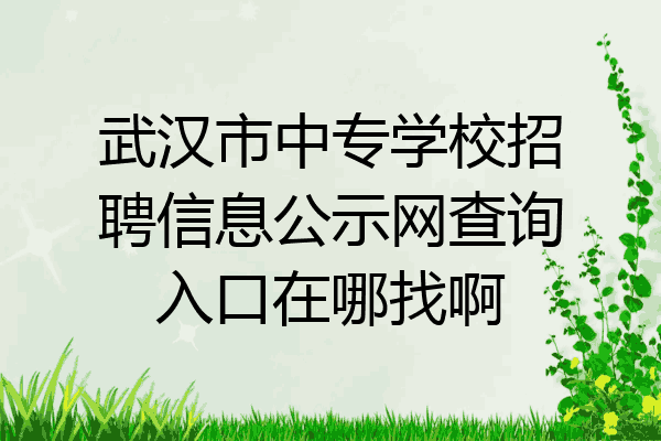 武汉市中专学校招聘信息公示网查询入口在哪找啊