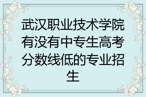 武汉职业技术学院有没有中专生高考分数线低的专业招生