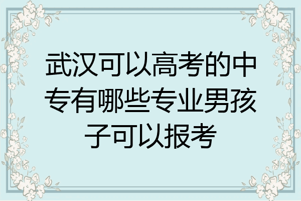 武汉可以高考的中专有哪些专业男孩子可以报考
