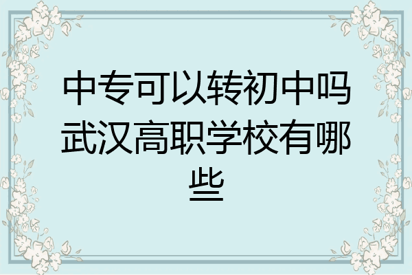 中专可以转初中吗武汉高职学校有哪些