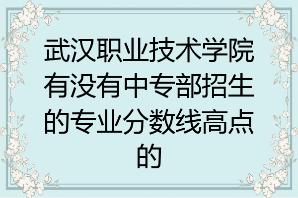 武汉职业技术学院有没有中专部招生的专业分数线高点的