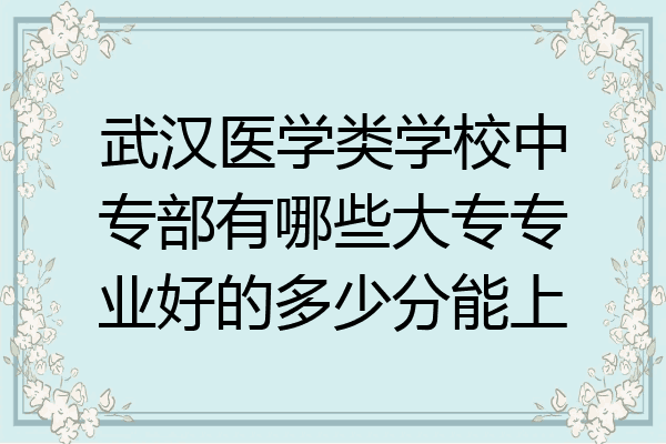 武汉医学类学校中专部有哪些大专专业好的多少分能上