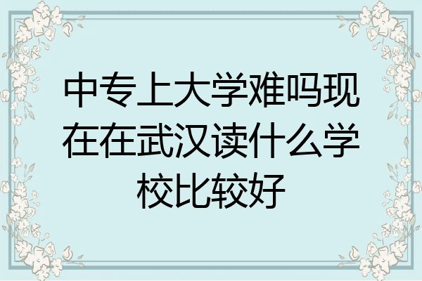 中专上大学难吗现在在武汉读什么学校比较好