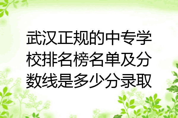 武汉正规的中专学校排名榜名单及分数线是多少分录取