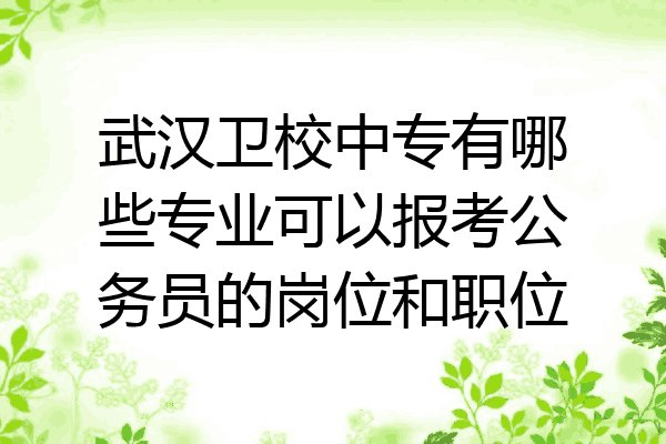 武汉卫校中专有哪些专业可以报考公务员的岗位和职位