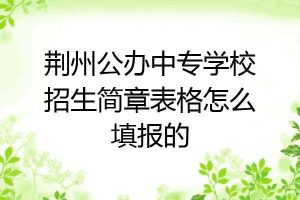 荆州公办中专学校招生简章表格怎么填报的