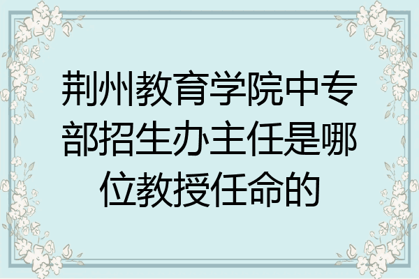 荆州教育学院中专部招生办主任是哪位教授任命的