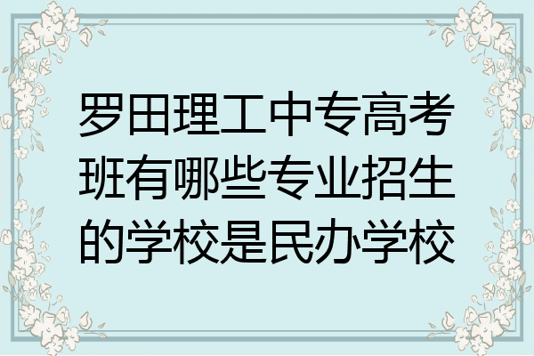 罗田理工中专高考班有哪些专业招生的学校是民办学校