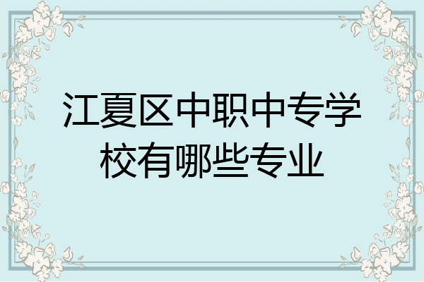 江夏区中职中专学校有哪些专业