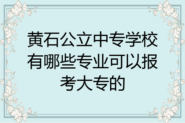 黄石公立中专学校有哪些专业可以报考大专的