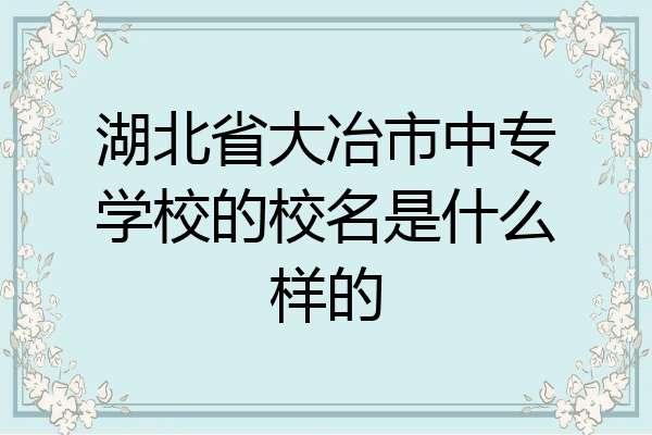湖北省大冶市中专学校的校名是什么样的