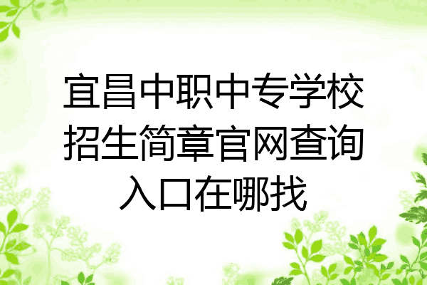 宜昌中职中专学校招生简章官网查询入口在哪找
