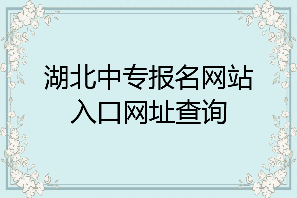 湖北中专报名网站入口网址查询