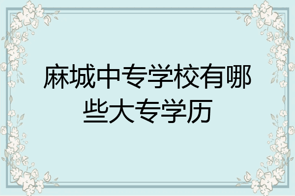 麻城中专学校有哪些大专学历
