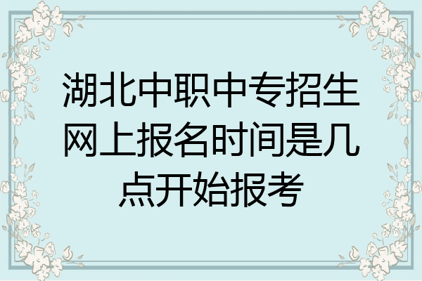 湖北中职中专招生网上报名时间是几点开始报考
