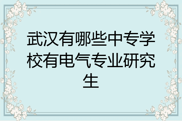 武汉有哪些中专学校有电气专业研究生