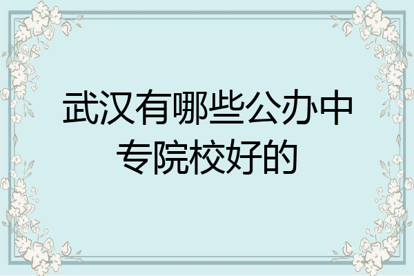 武汉有哪些公办中专院校好的