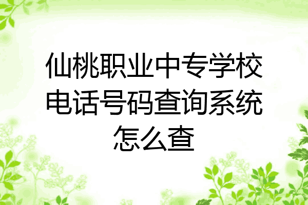仙桃职业中专学校电话号码查询系统怎么查