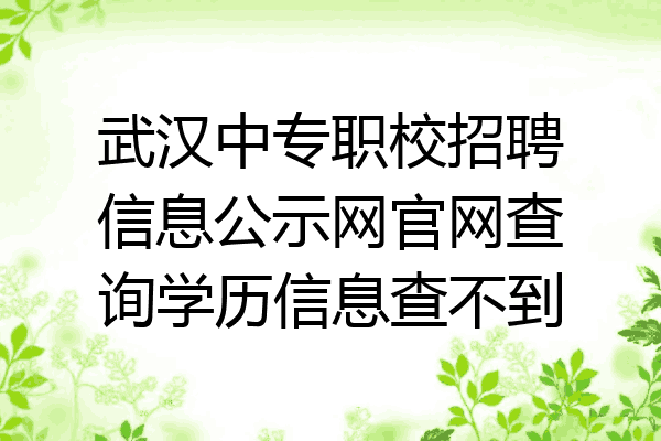 武汉中专职校招聘信息公示网官网查询学历信息查不到