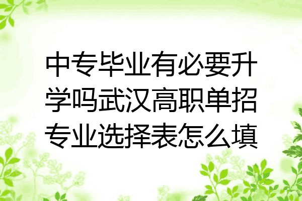 中专毕业有必要升学吗武汉高职单招专业选择表怎么填