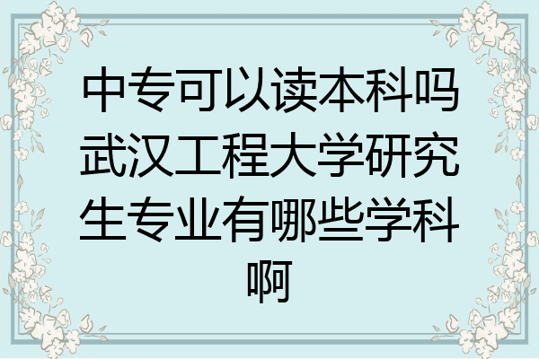 中专可以读本科吗武汉工程大学研究生专业有哪些学科啊