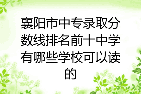 襄阳市中专录取分数线排名前十中学有哪些学校可以读的