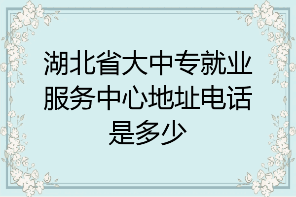 湖北省大中专就业服务中心地址电话是多少