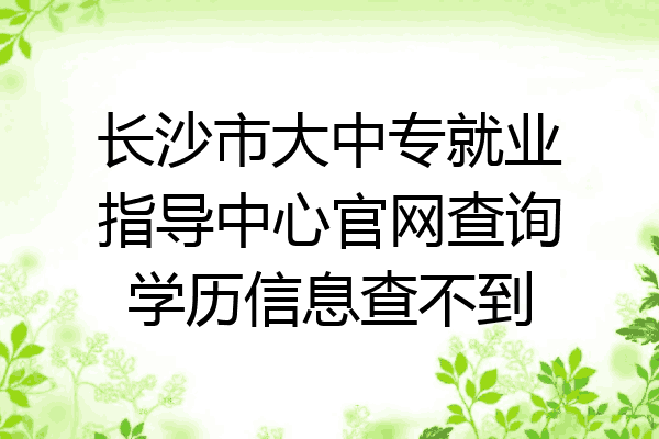 长沙市大中专就业指导中心官网查询学历信息查不到