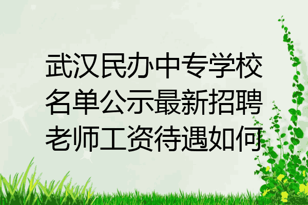 武汉民办中专学校名单公示最新招聘老师工资待遇如何