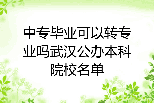 中专毕业可以转专业吗武汉公办本科院校名单