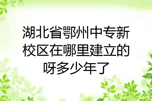 湖北省鄂州中专新校区在哪里建立的呀多少年了