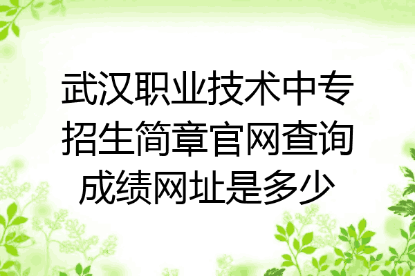武汉职业技术中专招生简章官网查询成绩网址是多少