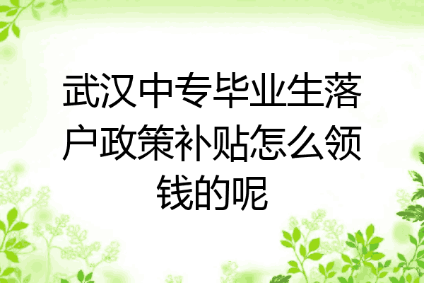 武汉中专毕业生落户政策补贴怎么领钱的呢