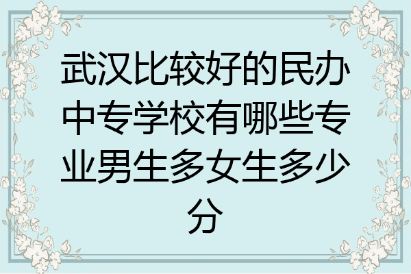 武汉比较好的民办中专学校有哪些专业男生多女生多少分